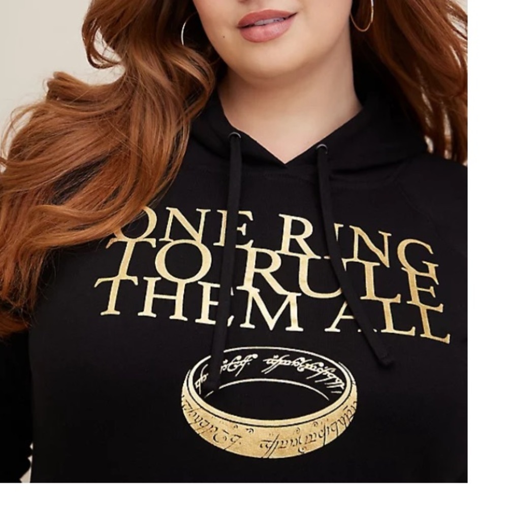 TORRID NWT WARNER BROS. LORD OF THE RINGS COZY FLEECE RAGLAN HOODIE - Picture 4 of 6